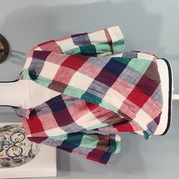 Hayden Los Angeles Cotton Summer Plaid Blouse - Picture 1 of 5